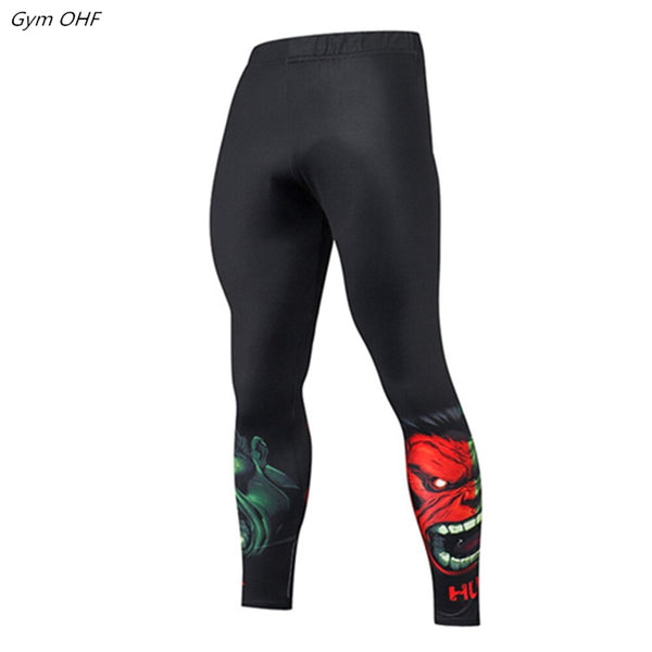 Superher 3D Print Compression Running Fitness Tights Pants Men Gym Trained Jogging Pants Quick Dry Trousers Workout Yoga Bottoms