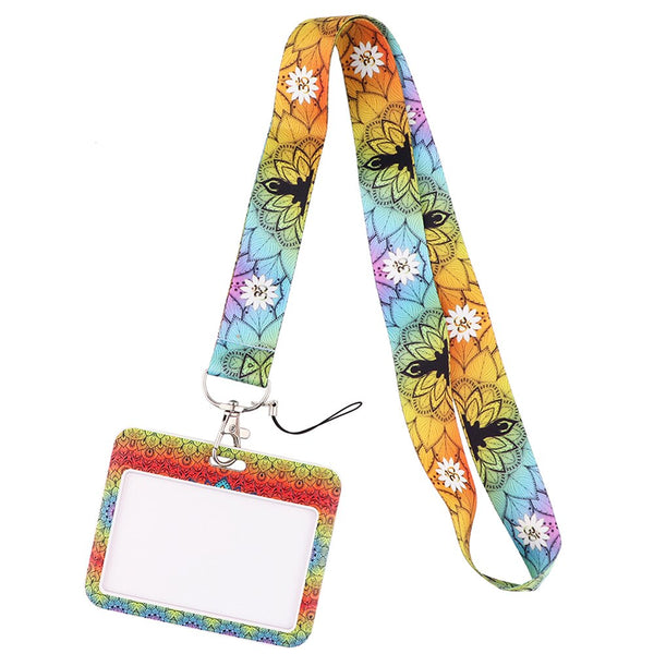 Wholesale Horizontal style Yoga Sakura Daisy Lanyard for Key Neck Strap Card ID Badge Holder Key Chain Key Holder Accessories