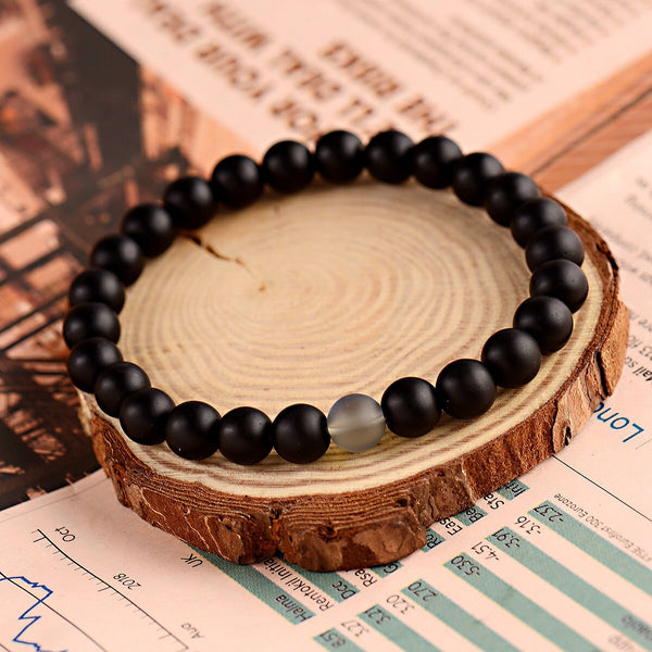 Couples Distance Bracelets Women Men 2019 Purple MoonStone Black Natural Stone Beads Yoga Bracelets Fashion Jewelry Accessories