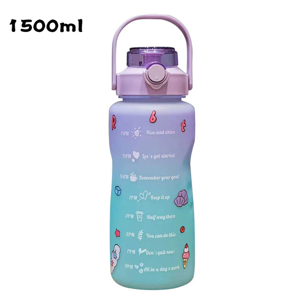 Gradient Water Bottle BPA-Free 1.5/2L Drinking Bottle with Straw for Fitness for Bicycle Camping Yoga Gym for Boys Girls 66CY