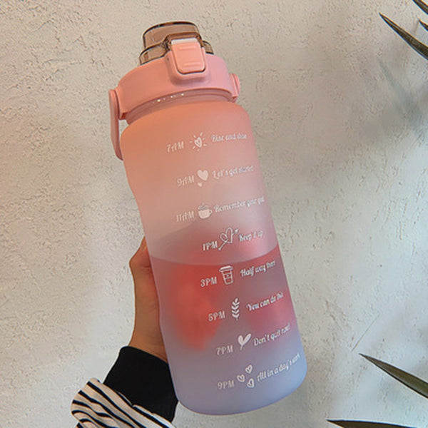 2 Liter Water Bottle with Straw Female Jug Girls Portable Travel bottles Fitness Bike Cup Summer Cold Water Jug with Time Marker