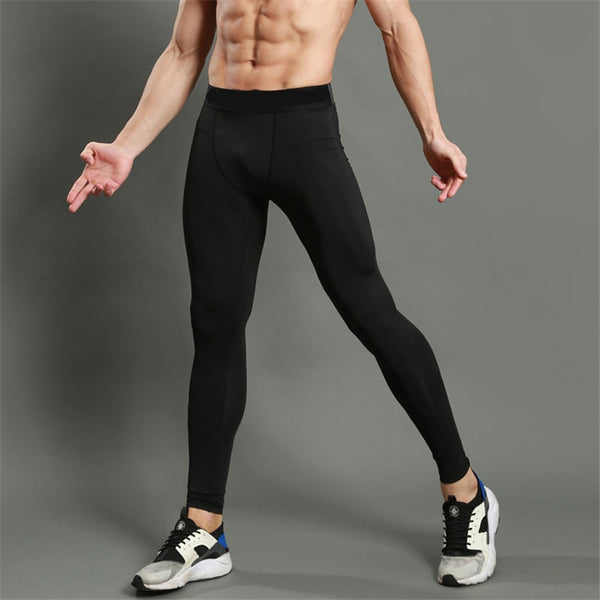 Men Running Tights Compression Pants Super Elastic Gym Fitness Sports Leggings Ankle Length Quick Dry Yoga Bottom Training Wear