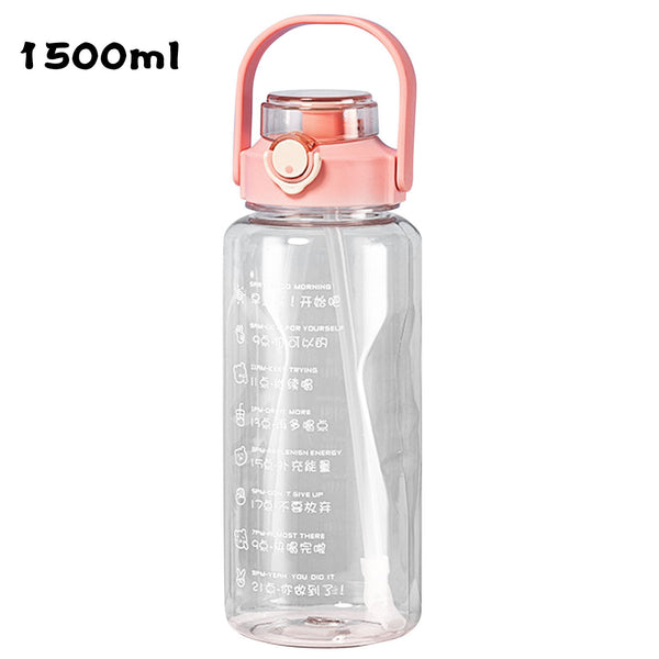 Gradient Water Bottle BPA-Free 1.5/2L Drinking Bottle with Straw for Fitness for Bicycle Camping Yoga Gym for Boys Girls 66CY