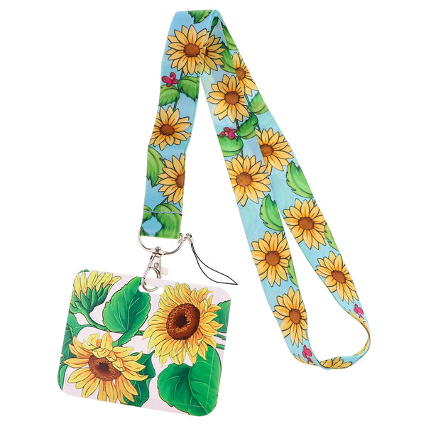 Wholesale Horizontal style Yoga Sakura Daisy Lanyard for Key Neck Strap Card ID Badge Holder Key Chain Key Holder Accessories