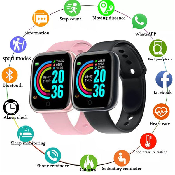 Smart Sport Watches Women Men Fitness Bracelet Tracker Steps Calorie Health Monitor Bluetooth Wristwatch For Android IOS Y68 D20