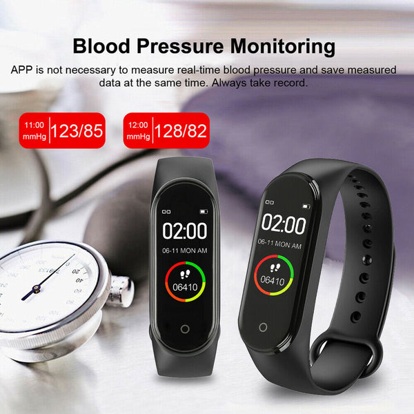 Health Smart Band Heart Rate Blood Pressure Monitor Sport Watch for Men Women Bracelet Smartwatch Waterproof Fitness Tracker M4