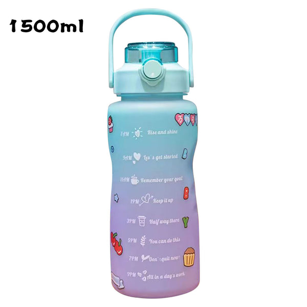 Gradient Water Bottle BPA-Free 1.5/2L Drinking Bottle with Straw for Fitness for Bicycle Camping Yoga Gym for Boys Girls PR Sale