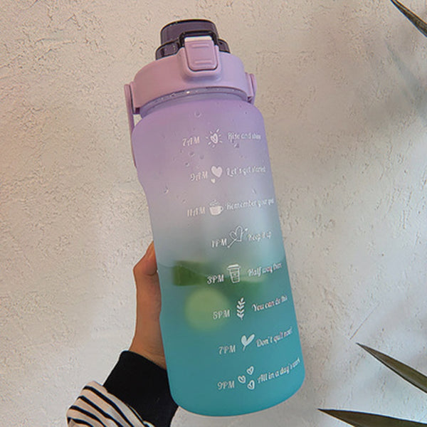 2 Liter Water Bottle with Straw Female Jug Girls Portable Travel bottles Fitness Bike Cup Summer Cold Water Jug with Time Marker