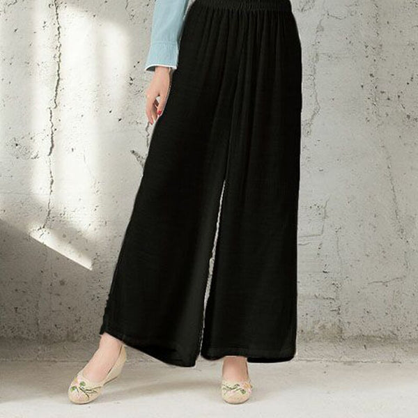 2021 Black Pink Green Gray Cotton Linen Loose Wide-leg Pants for Women Casual Yoga Pants Bottoms Traditional Chinese Clothes