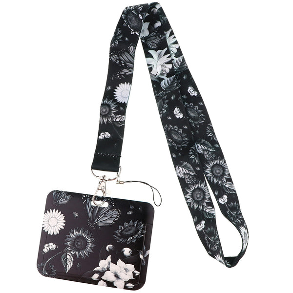 Wholesale Horizontal style Yoga Sakura Daisy Lanyard for Key Neck Strap Card ID Badge Holder Key Chain Key Holder Accessories