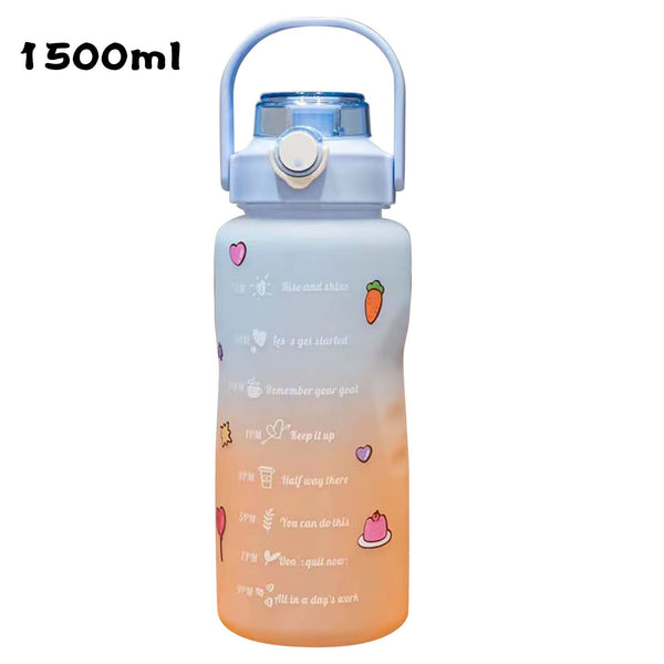 Gradient Water Bottle BPA-Free 1.5/2L Drinking Bottle with Straw for Fitness for Bicycle Camping Yoga Gym for Boys Girls PR Sale