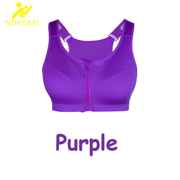 NINGMI Sports Bra Hot Women Gym Fitness Zipper High Impact Vest Active Wear Underwear Push Up Running Yoga Bra Sport Crop Tops