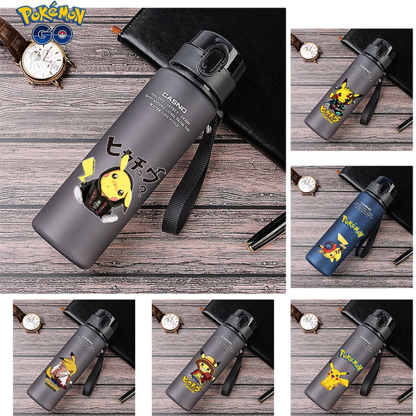 Cartoon Pokemon Pikachu Sports Water Bottle Outdoor Water Bottle with Straw Plastic Portable Water Cup Women Men 400ml or 560ml