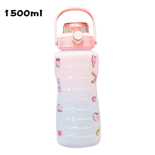 Gradient Water Bottle BPA-Free 1.5/2L Drinking Bottle with Straw for Fitness for Bicycle Camping Yoga Gym for Boys Girls PR Sale