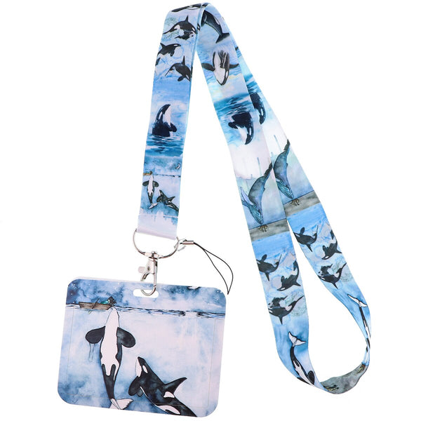 Wholesale Horizontal style Yoga Sakura Daisy Lanyard for Key Neck Strap Card ID Badge Holder Key Chain Key Holder Accessories