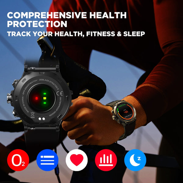 [The New 2022] Zeblaze Stratos 2 GPS Smart Watch AMOLED Display 24h Health Monitor 5 ATM Long Battery Life GPS Watch for Men