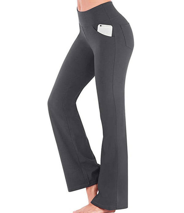 High Waist Flare Pants Women Office Ladies Elegant Long Pant Solid Wide Leg Bell-Bottom Trousers Fitness Yoga Pants