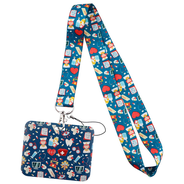 Wholesale Horizontal style Yoga Sakura Daisy Lanyard for Key Neck Strap Card ID Badge Holder Key Chain Key Holder Accessories