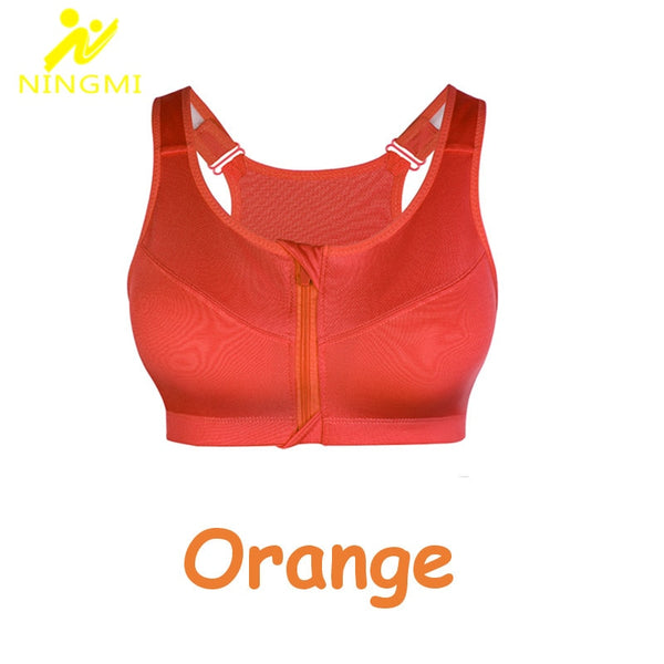 NINGMI Sports Bra Hot Women Gym Fitness Zipper High Impact Vest Active Wear Underwear Push Up Running Yoga Bra Sport Crop Tops