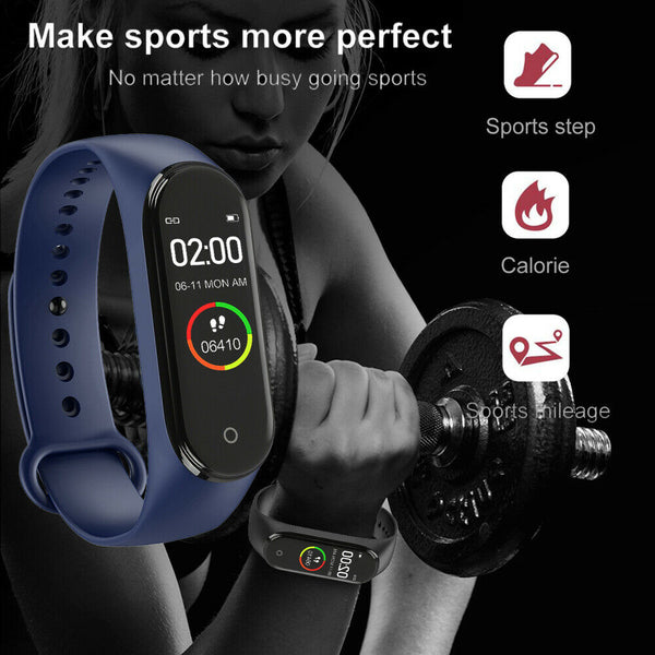 Health Smart Band Heart Rate Blood Pressure Monitor Sport Watch for Men Women Bracelet Smartwatch Waterproof Fitness Tracker M4