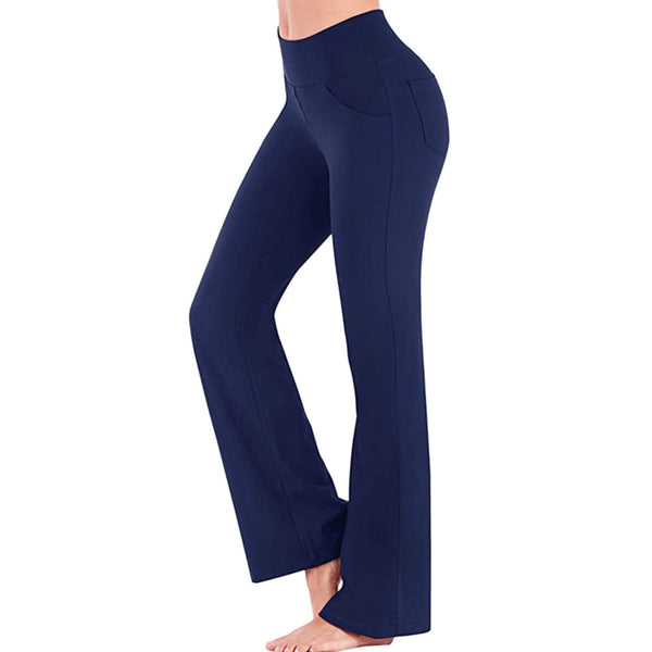 High Waist Flare Pants Women Office Ladies Elegant Long Pant Solid Wide Leg Bell-Bottom Trousers Fitness Yoga Pants