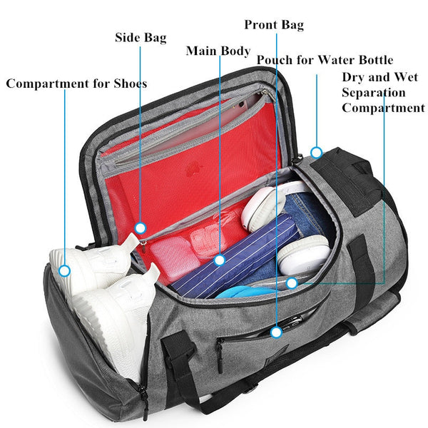 XC Gym Bag Multifunction Men's Gym Sports Bag Women Fitness Sport Bag Backpack with Shoe Compartment for Travel Yoga Training