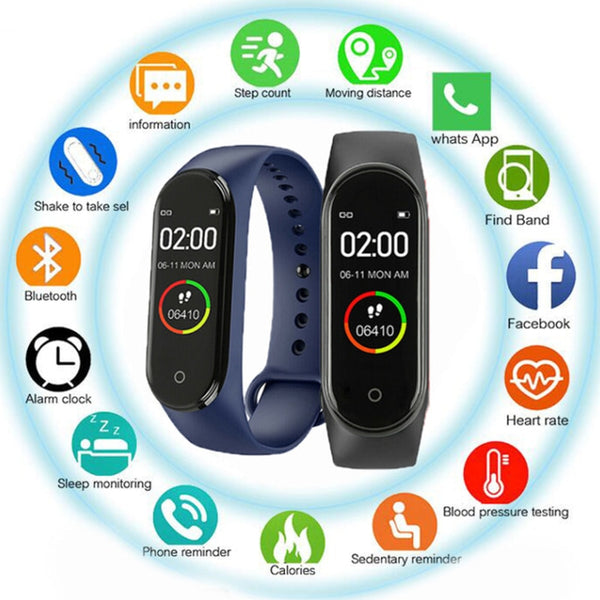 Health Smart Band Heart Rate Blood Pressure Monitor Sport Watch for Men Women Bracelet Smartwatch Waterproof Fitness Tracker M4