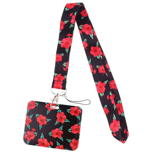 Wholesale Horizontal style Yoga Sakura Daisy Lanyard for Key Neck Strap Card ID Badge Holder Key Chain Key Holder Accessories