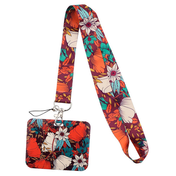 Wholesale Horizontal style Yoga Sakura Daisy Lanyard for Key Neck Strap Card ID Badge Holder Key Chain Key Holder Accessories