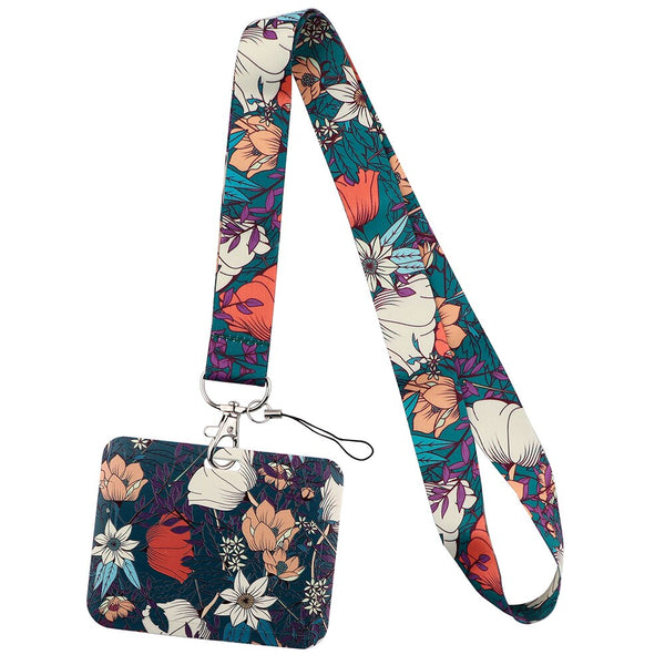 Wholesale Horizontal style Yoga Sakura Daisy Lanyard for Key Neck Strap Card ID Badge Holder Key Chain Key Holder Accessories