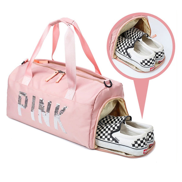 PINK Travel Bag Women Fitness Training Bag for Sports Gym Female Yoga Dry Wet Separation Shoes Bags Duffle Bag Women  Backpack