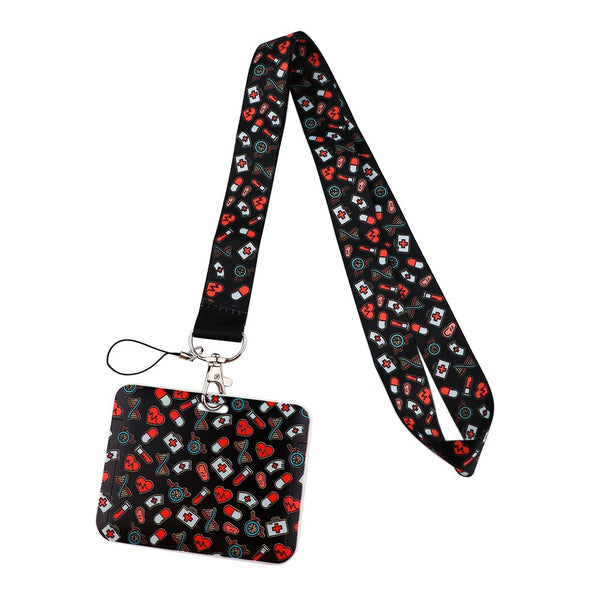 Wholesale Horizontal style Yoga Sakura Daisy Lanyard for Key Neck Strap Card ID Badge Holder Key Chain Key Holder Accessories