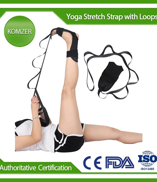 KOMZER Yoga Stretch Strap, Leg Stretcher Foot Stretching Belt with Loops, Gymnastics Stretching Band Ligament Exercise Training