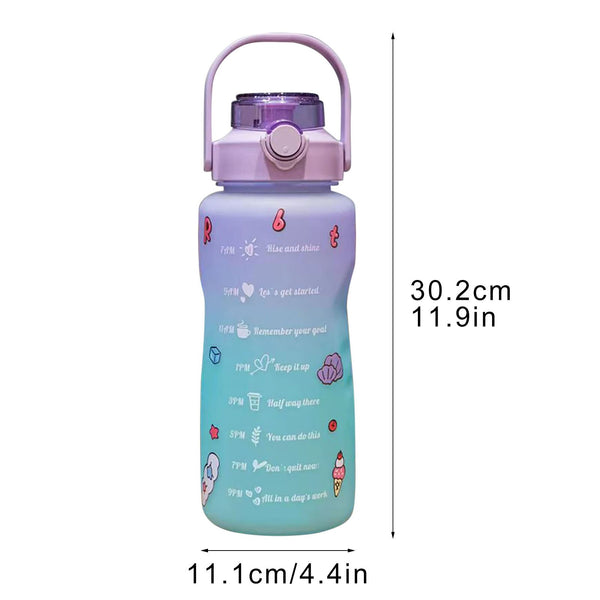 Gradient Water Bottle BPA-Free 1.5/2L Drinking Bottle with Straw for Fitness for Bicycle Camping Yoga Gym for Boys Girls PR Sale