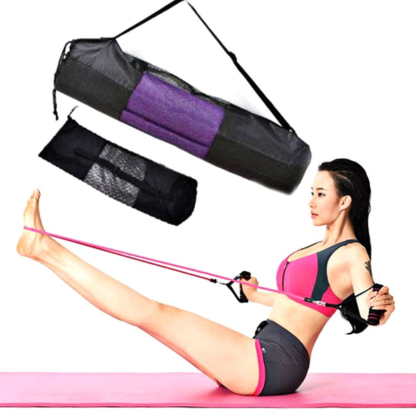 Black Yoga Mat Bag Nylon Pilates Carrier Mesh Sport Tool Adjustable Strap Style Gym Bags Sport Bags  Portable