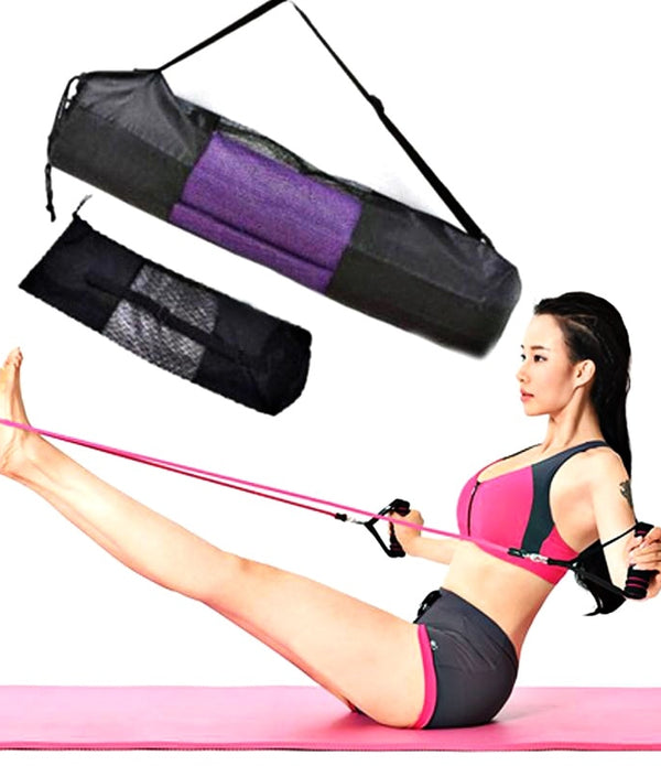 Black Yoga Mat Bag Nylon Pilates Carrier Mesh Sport Tool Adjustable Strap Style Gym Bags Sport Bags  Portable