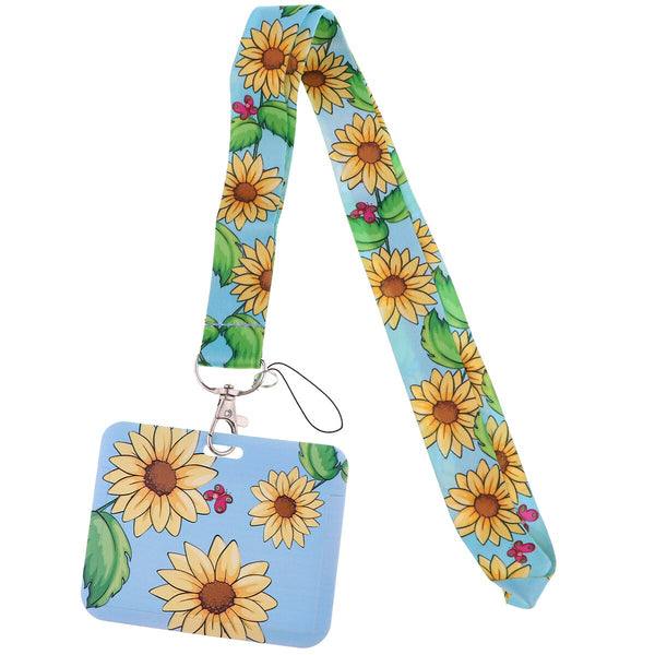 Wholesale Horizontal style Yoga Sakura Daisy Lanyard for Key Neck Strap Card ID Badge Holder Key Chain Key Holder Accessories